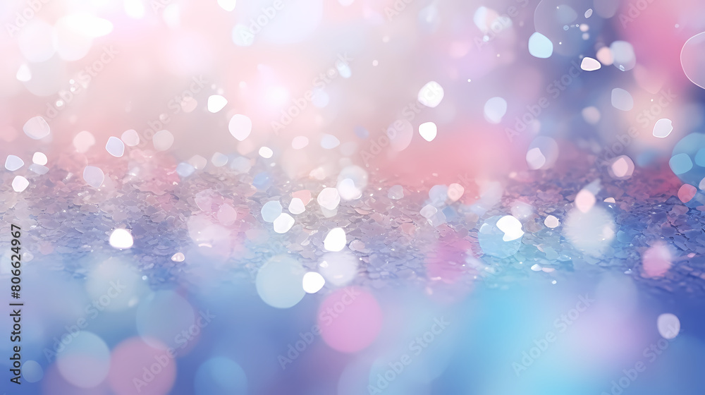 Obraz premium Beautiful soft bokeh background with pink and blue glitter