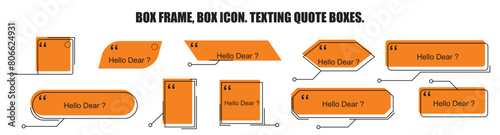 Quote box frame, big set. Set of callouts titles template. Quote box icon. Texting quote boxes. Blank template quote text info design boxes quotation bubble blog quotes.