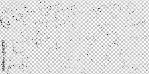 Grunge doted dust  overlay texture. Distress design template. Urban dirty elements. Dark grunge pattern overlay on transparent background. Screen background example.