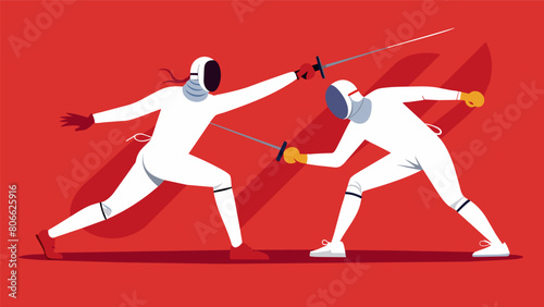 As the duel dragged on the fencers movements became more fluid and precise each one trying to anticipate and counter the others attacks.. Vector illustration