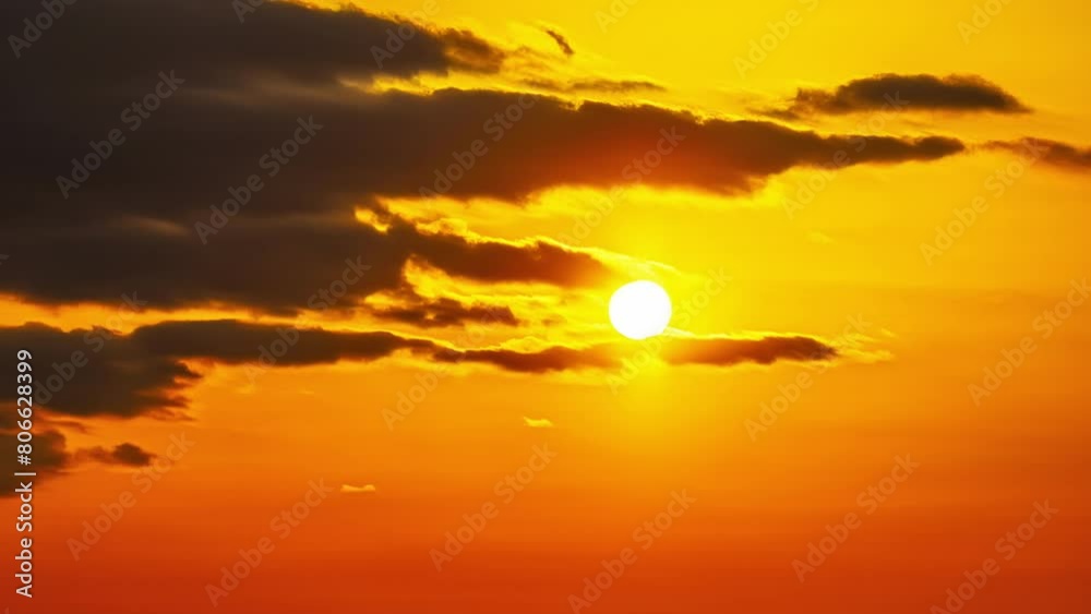 Black clouds sliding into an orange sky are covering the sun. Black clouds sliding into an orange sky are covering the sun.