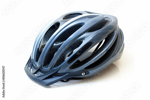 premium blue bicycle helmet on a white background close-up. The concept of protection and security..