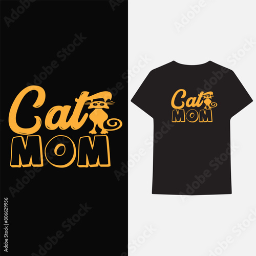 cat mom typography t-shirt design