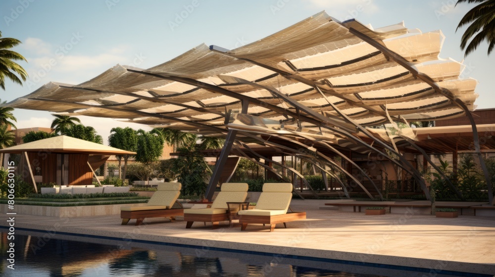 Resort sunroof made from solar panels.