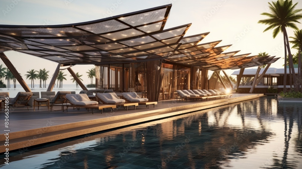 Resort sunroof made from solar panels.