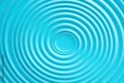 Cyan thin concentric rings or circles fading out background wallpaper banner flat lay top view from above on white background with copy space blank 