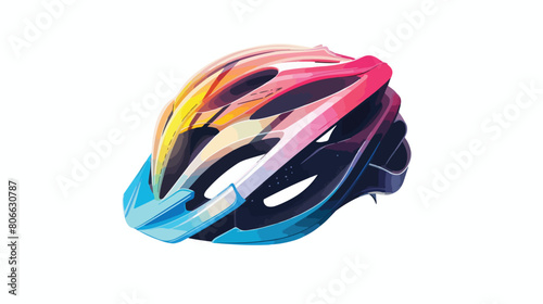Protective cycling helmet over white Vector illustration