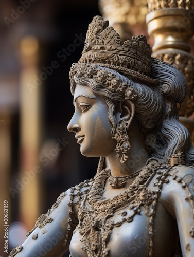 Ornate carved statue of a female figure