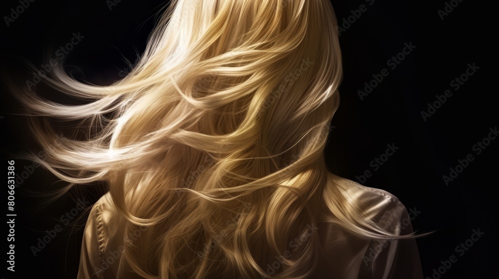 Flowing golden hair in motion Flowing golden hair in motion