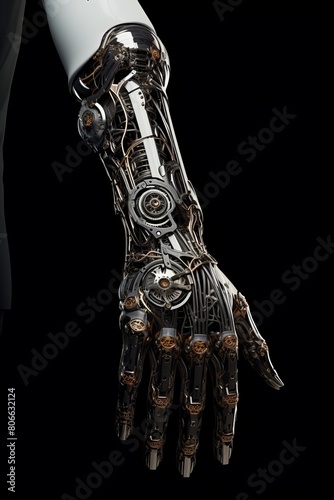 Futuristic robotic arm with intricate mechanical details