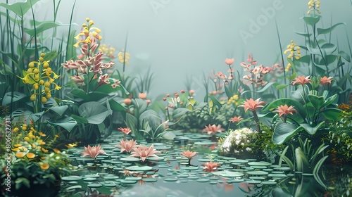 Flowing aquatic plants illustration poster background