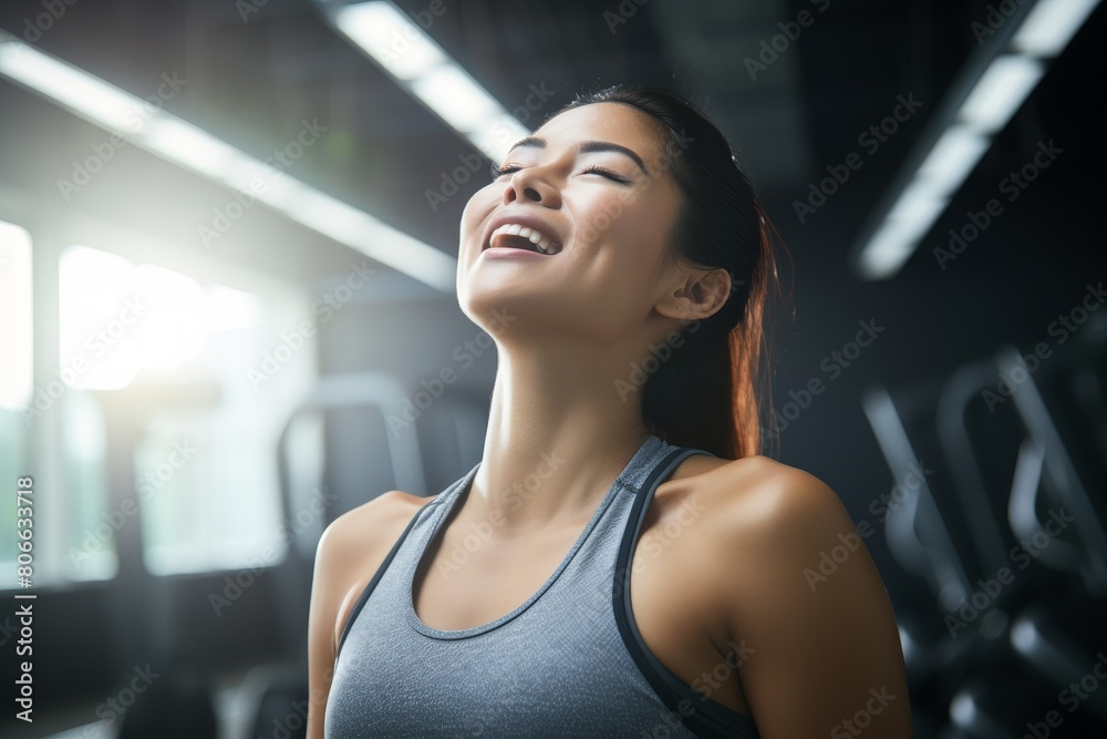 Smiling woman in workout clothes at the gym Smiling woman in workout clothes at the gym