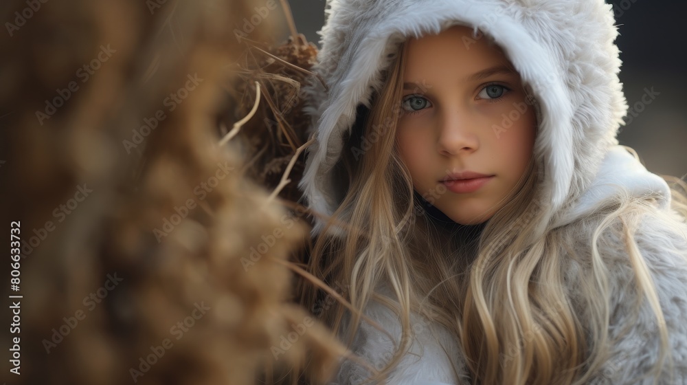 Pensive young girl in winter coat Pensive young girl in winter coat