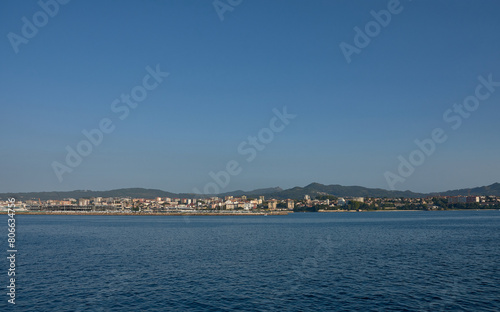 The Bouzas neighborhood in Vigo seen from the sea photo