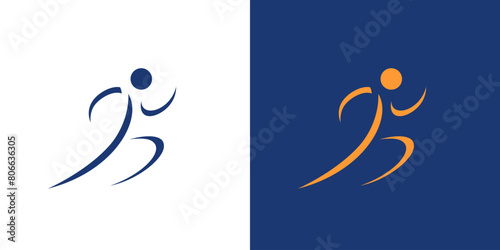 People run or runner logo sport icon abstract athlete speed man