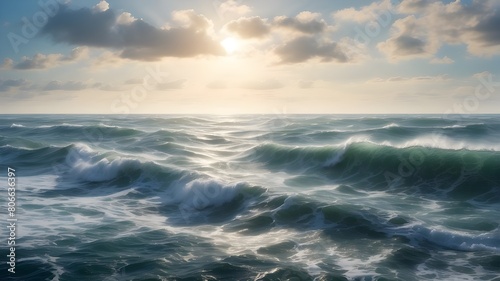 (First image: a wide expanse of ocean with waves pounding the coast.)