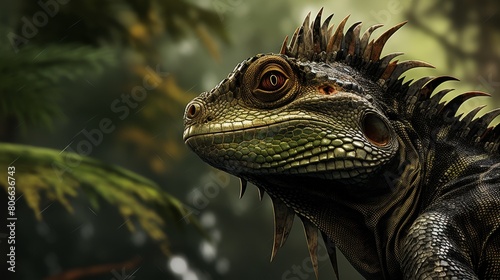 close-up portrait of a green iguana