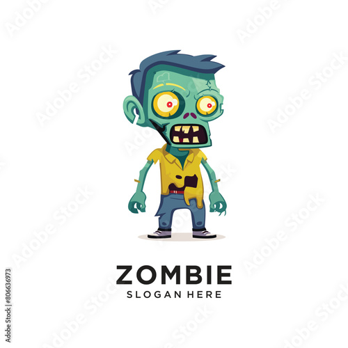 zombie monster head character logo design vector
