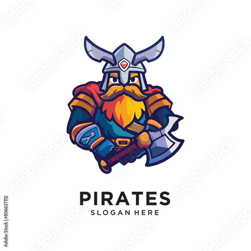pirates character logo design vector