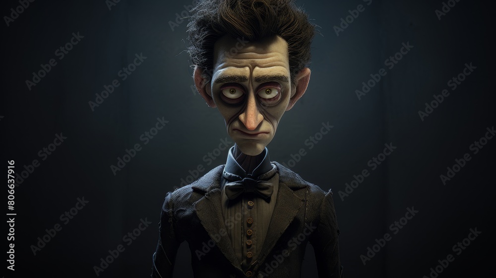 Creepy cartoon character with exaggerated features Creepy cartoon character with exaggerated features