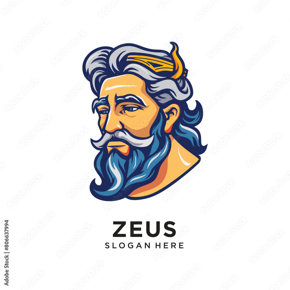 old zeus head character logo design vector old zeus head character logo design vector