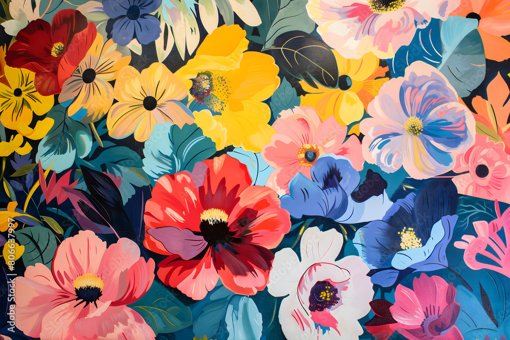 custom made wallpaper toronto digitalA variety of flowers, such as roses, daisies, and tulips, intertwined in a lush and dynamic composition