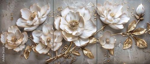 Elegant Floral Wall Hanging Decoration with White and Cream Flowers © Volodymyr Skurtul