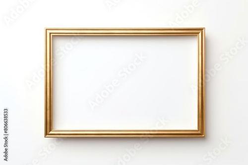 Gold traditional rectangular frame on white background design for headline logo or sale banner blank copyspace for design text photo website web 