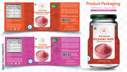 Salt packaging, Himalayan Salt, Label, Label packaging, Crystal Salt, Pink Salt, Sea Salt, Spicy Salt packaging, Product design, Vector art