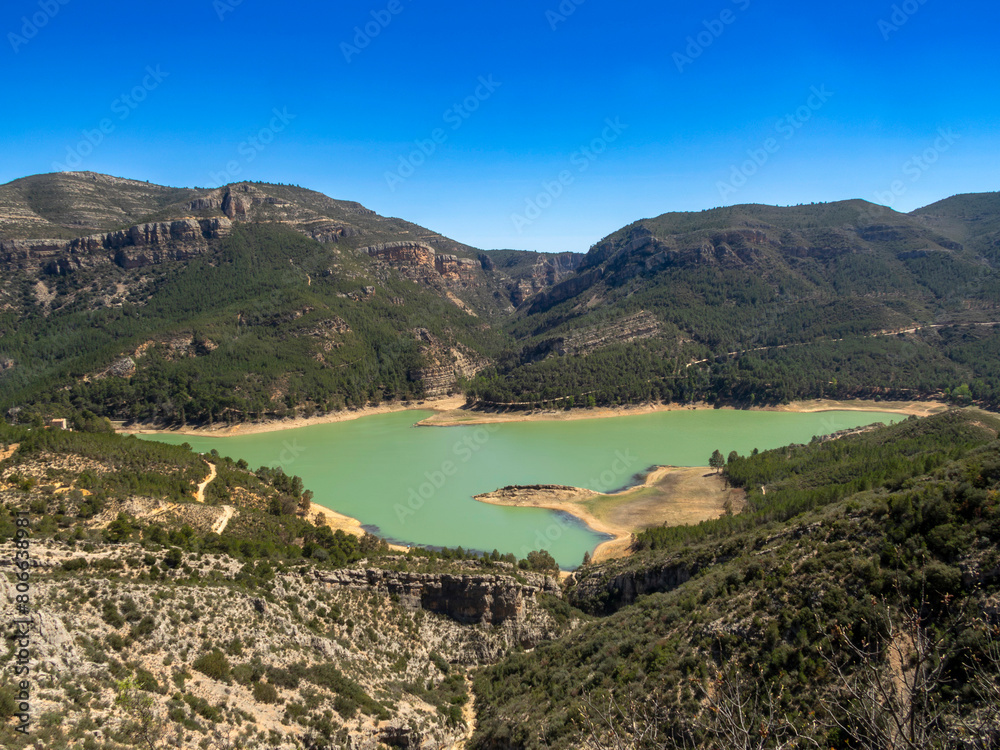 Panoramic view of the Buseo reservoir. Valencian community, Spain.