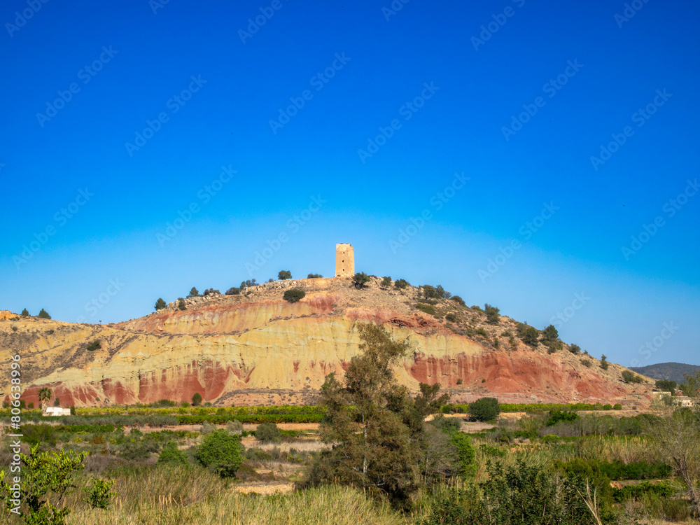 Almohad tower from the 13th century, from the disappeared Montroy castle. Valencia Spain.