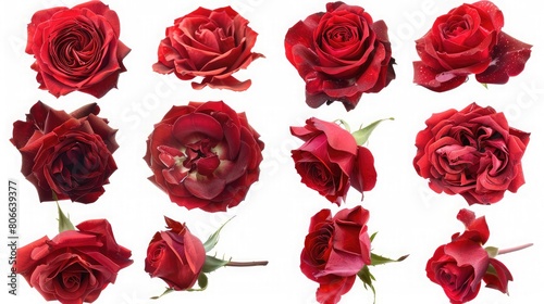 collage of red roses isolated on white background,Red Roses Background, Flowers wall, Wedding decoration,background for greeting card and banner design for Birthday, Wedding, Mother's day, Woman's day © Classy designs