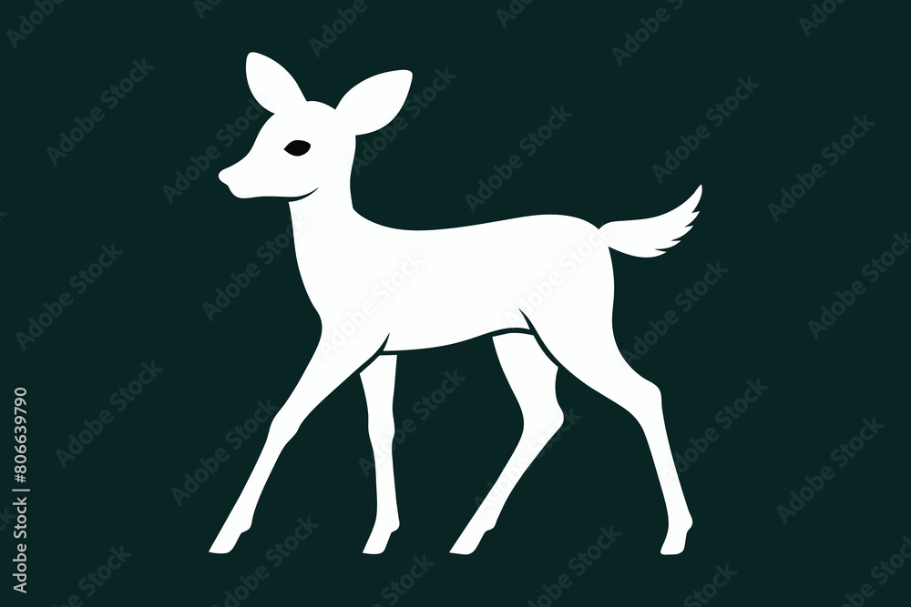 White tailed deer fawn witj hind on natural trail in north Wisconsin vector design