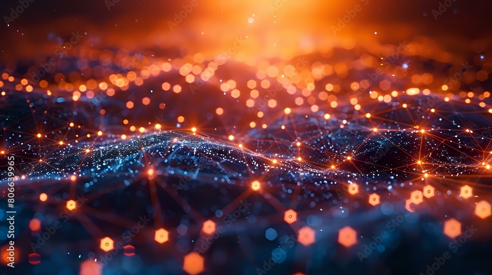 Obraz premium Sleek Connectivity: Abstract Digital Artwork of Interwoven Nodes and Lines