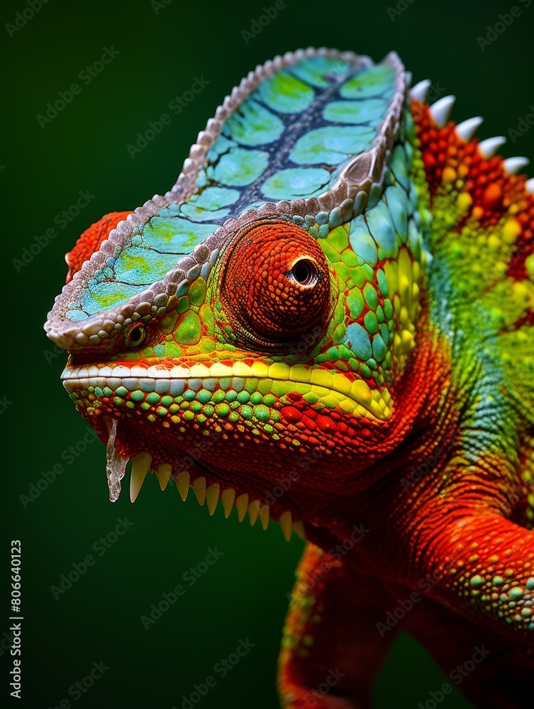 Colorful chameleon close-up Colorful chameleon close-up