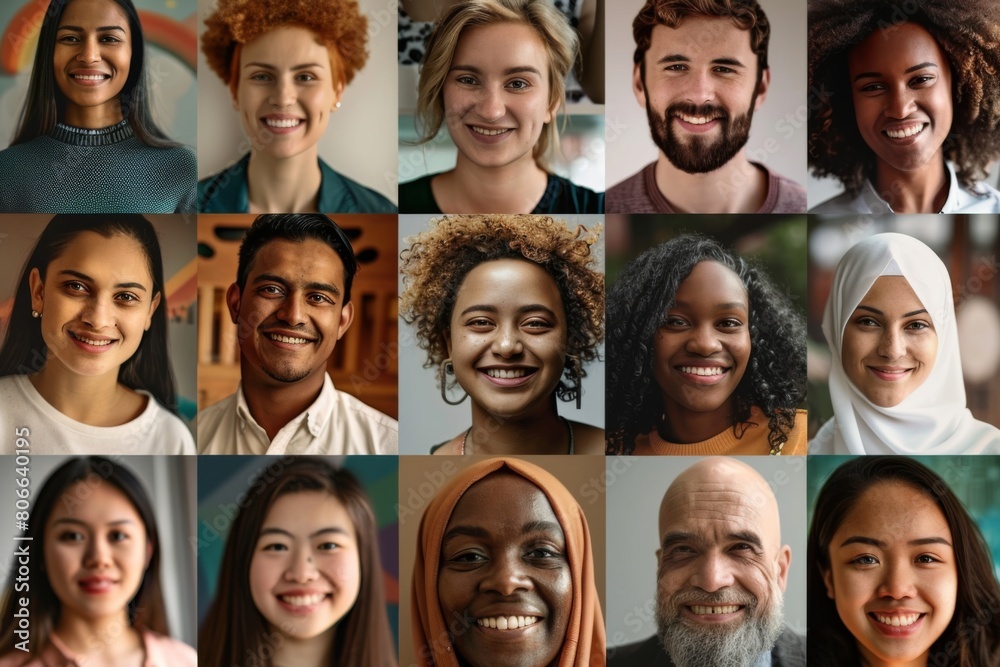 Diverse group of smiling people from different backgrounds