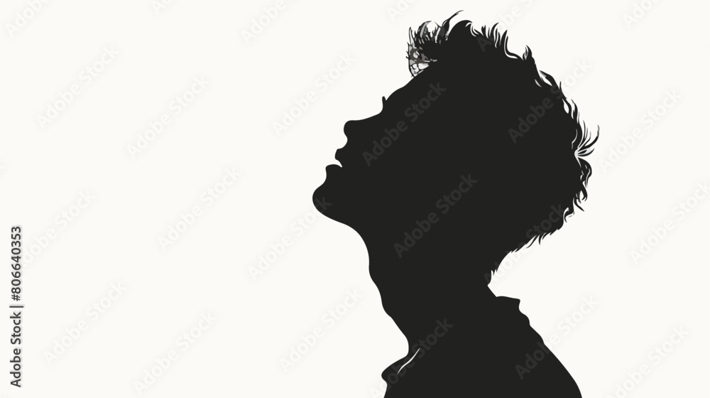 Silhouette of young man in white background Vector illustration