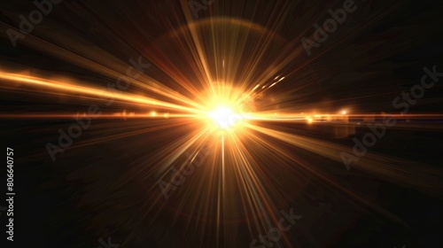 bright rays on a black background flash light