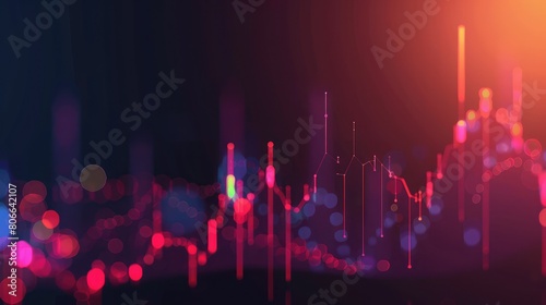 Business candle stick graph chart of stock market investment trading on dark background design. Bullish point, Trend of graph. photo