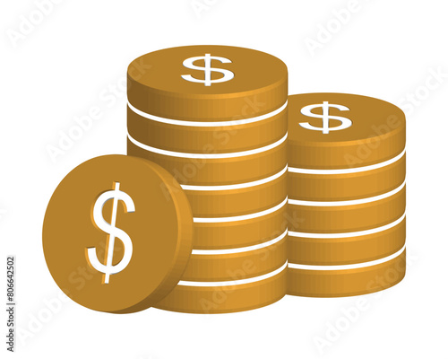 coins and dollar sign. transparent png and vector