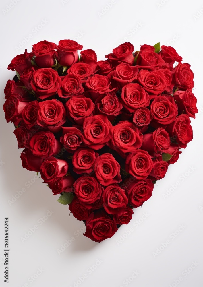 heart-shaped arrangement of red roses