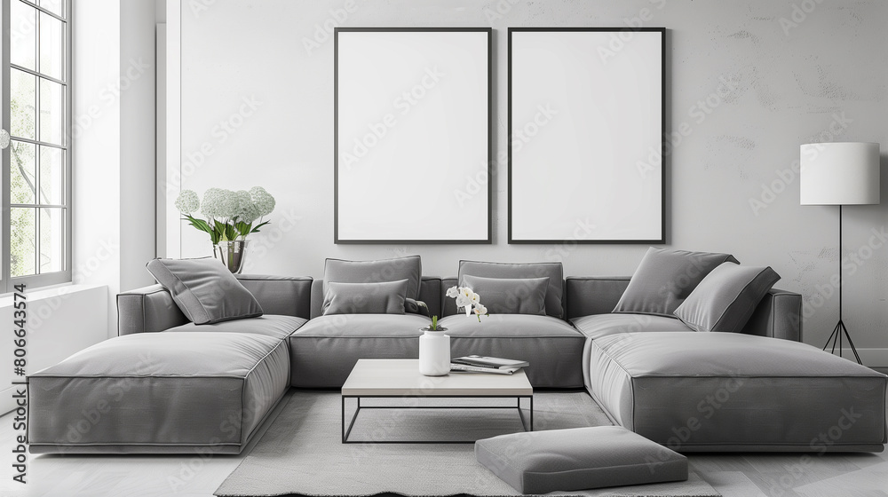 Fototapeta premium Modern home mockup interior background, 3d render