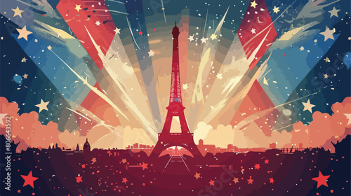Stamp of happy bastille day Vector illustration. vector photo