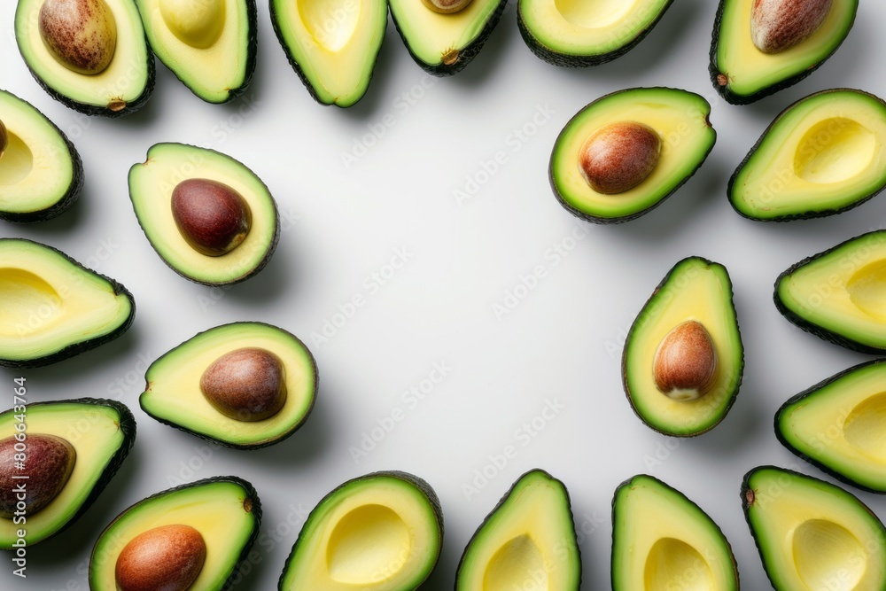 Small sections of avocados, in different sizes, are arranged in the shape of a circle, minimal retouching and simplicity. Small sections of avocados, in different sizes, are arranged in the shape of a circle, minimal retouching and simplicity.