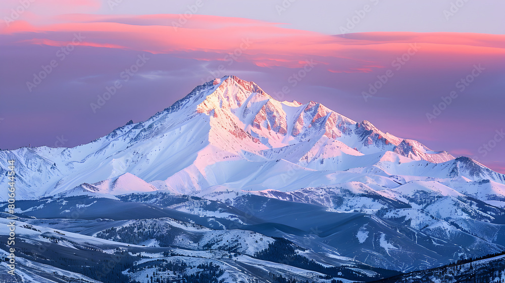 Mountain peaks in winter. Snow covered mountains landscape Mountain peaks in winter. Snow covered mountains landscape