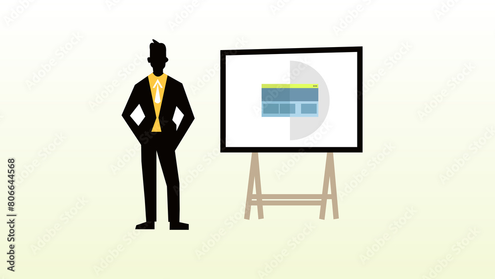 Businessman With broad animated on a white background.