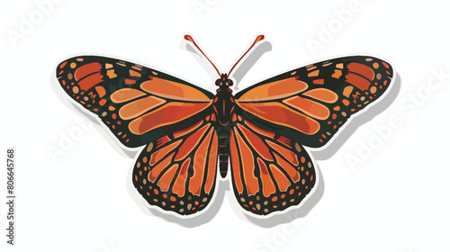 Sticker silhouette flying butterfly flat icon Vector