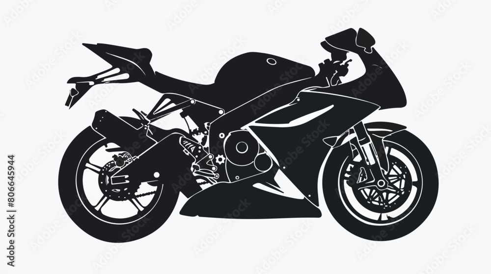 Sticker silhouette of sport bike in white background