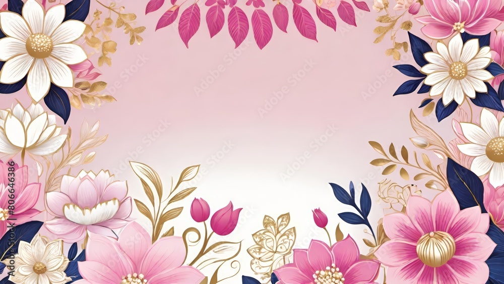 flower frame, background with pink flowers