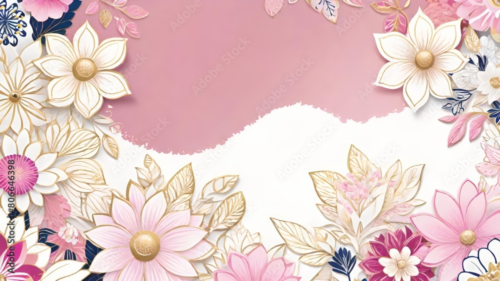 flower frame, background with pink flowers